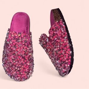 SHEIN Pink and Black Crystal Slippers